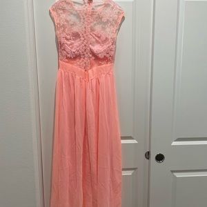 Women Pink Dress Wedding Bridesmaid Prom Large